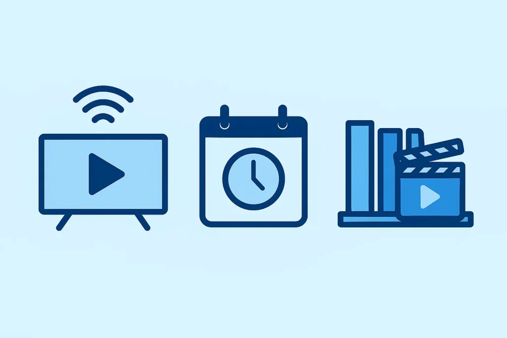 Types of IPTV services including live, time-shifted, and VOD.